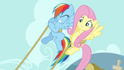 Size: 1920x1080 | Tagged: safe, screencap, character:fluttershy, character:rainbow dash, species:pegasus, species:pony, episode:mmmystery on the friendship express, g4, my little pony: friendship is magic, female, mare
