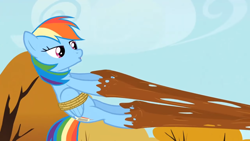 Size: 1920x1080 | Tagged: safe, screencap, character:rainbow dash, species:pony, episode:fall weather friends, g4, my little pony: friendship is magic, bedroom eyes, bound wings, solo, wings