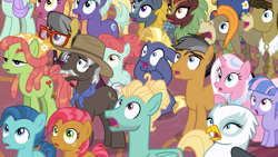 Size: 1920x1080 | Tagged: safe, screencap, character:a.k. yearling, character:amber grain, character:babs seed, character:ballet jubilee, character:berry star, character:burnt oak, character:cinder glow, character:clear sky, character:cranky doodle donkey, character:golden crust, character:matilda, character:midnight snack, character:night view, character:quibble pants, character:star tracker, character:summer flare, character:tree hugger, character:wind sprint, character:winter flame, character:zephyr breeze, species:donkey, species:earth pony, species:kirin, species:pegasus, species:pony, species:unicorn, episode:the last problem, g4, my little pony: friendship is magic, colt, dull surprise, female, filly, fire flicker, friendship student, gillian, lilac swoop, male, mare, offscreen character, stallion, surprised