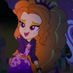 Size: 473x477 | Tagged: safe, screencap, character:adagio dazzle, character:aria blaze, character:sonata dusk, episode:find the magic, g4, my little pony:equestria girls, adoragio, cropped, cute, female, mid-blink screencap, offscreen character, smiling, solo, when she smiles