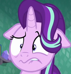 Size: 467x488 | Tagged: safe, screencap, character:starlight glimmer, species:pony, episode:the crystalling, g4, my little pony: friendship is magic, cropped, floppy ears, lip bite, solo