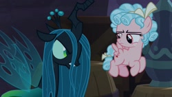 Size: 1920x1080 | Tagged: safe, screencap, character:cozy glow, character:queen chrysalis, species:changeling, species:pony, episode:the summer sun setback, g4, my little pony: friendship is magic, cozy glow is not amused