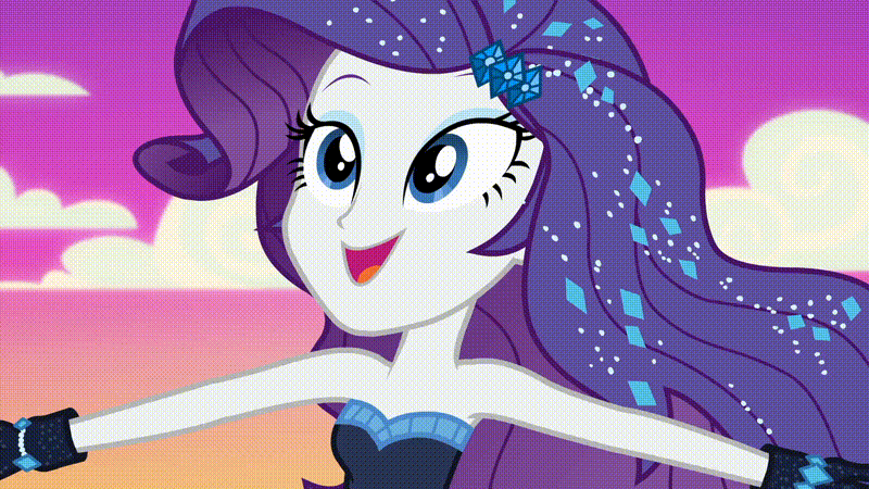 Size: 800x450 | Tagged: safe, screencap, character:rarity, episode:do it for the ponygram!, episode:outtakes, episode:the other side, g4, my little pony:equestria girls, animated, bare shoulders, blooper, gif, moment killer, reality ensues, sleeveless, spit take, strapless, the other side bloopers, wet, wet hair, wet hairity