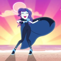 Size: 1080x1080 | Tagged: safe, screencap, character:rarity, episode:do it for the ponygram!, episode:the other side, g4, my little pony:equestria girls, blooper, bodysuit, cape, clothing, cropped, female, the other side bloopers, unitard