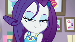 Size: 1920x1080 | Tagged: safe, screencap, character:rarity, episode:do it for the ponygram!, g4, my little pony:equestria girls, eyes closed, lidded eyes, makeup, messed up hair