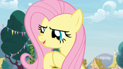 Size: 1920x1080 | Tagged: safe, screencap, character:angel bunny, character:fluttershy, species:pony, episode:she talks to angel, g4, my little pony: friendship is magic, body swap, discovery family logo, female, mare, solo, swap