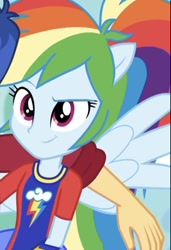 Size: 566x827 | Tagged: safe, screencap, character:rainbow dash, episode:cheer you on, g4, my little pony:equestria girls, cropped, cute, dashabetes, female, ponied up, solo focus, super ponied up
