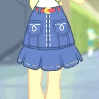 Size: 320x320 | Tagged: safe, screencap, character:applejack, equestria girls:holidays unwrapped, g4, my little pony:equestria girls, animated, belt, clothing, cropped, denim skirt, gif, hip sway, hips, it's coming right at us, pareidolia, shirt, skirt, solo, swaying hips, t-shirt, tennis match