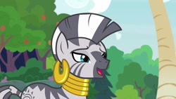 Size: 1920x1080 | Tagged: safe, screencap, character:zecora, species:pony, species:zebra, episode:she talks to angel, g4, my little pony: friendship is magic, ear piercing, earring, female, jewelry, mare, neck rings, piercing, solo
