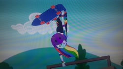 Size: 2560x1440 | Tagged: safe, screencap, character:rainbow dash, episode:sic skateboard, g4, my little pony:equestria girls, helmet, skateboard, solo