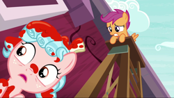 Size: 1280x720 | Tagged: safe, screencap, character:cozy glow, character:scootaloo, species:pegasus, species:pony, episode:marks for effort, g4, my little pony: friendship is magic, not blood, out of context, paint