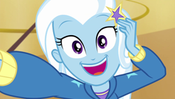 Size: 1920x1080 | Tagged: safe, screencap, character:trixie, episode:do it for the ponygram!, g4, my little pony:equestria girls, barrette, cute, diatrixes, female, photo, selfie, solo, suddenly trixie