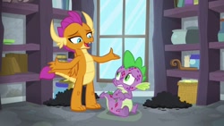 Size: 1024x576 | Tagged: safe, screencap, character:smolder, character:spike, species:dragon, episode:molt down, g4, my little pony: friendship is magic, molting