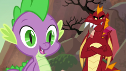 Size: 1920x1080 | Tagged: safe, screencap, character:garble, character:spike, species:dragon, episode:sweet and smoky, g4, my little pony: friendship is magic, crossed arms, duo, male, varying degrees of want
