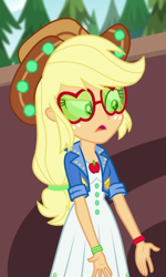 Size: 421x700 | Tagged: safe, screencap, character:applejack, episode:festival filters, g4, my little pony:equestria girls, cropped, solo