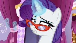 Size: 1920x1080 | Tagged: safe, screencap, character:rarity, species:pony, episode:dragon dropped, g4, my little pony: friendship is magic, glasses, magic, needle, solo