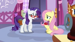 Size: 1920x1080 | Tagged: safe, screencap, character:fluttershy, character:rarity, species:pony, episode:dragon dropped, g4, my little pony: friendship is magic, glasses, pincushion