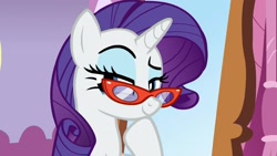 Size: 1920x1080 | Tagged: safe, screencap, character:rarity, species:pony, episode:dragon dropped, g4, my little pony: friendship is magic, glasses, solo