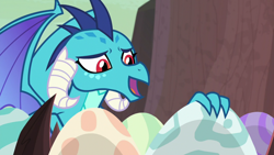 Size: 1920x1080 | Tagged: safe, screencap, character:princess ember, species:dragon, episode:sweet and smoky, g4, my little pony: friendship is magic, cute, dragon egg, dragoness, egg, emberbetes, female, mama ember, solo