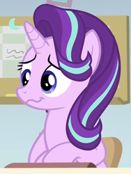 Size: 556x740 | Tagged: safe, screencap, character:starlight glimmer, species:pony, species:unicorn, episode:a horse shoe-in, g4, my little pony: friendship is magic, awkward smile, cropped, cute, female, glimmerbetes, mare, solo, wavy mouth