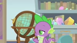 Size: 1920x1080 | Tagged: safe, screencap, character:spike, species:dragon, episode:a horse shoe-in, g4, my little pony: friendship is magic, globe, male, solo, winged spike