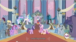 Size: 637x357 | Tagged: safe, screencap, character:princess cadance, character:queen chrysalis, character:shining armor, character:twilight sparkle, species:changeling, episode:a canterlot wedding, g4, my little pony: friendship is magic, changeling queen, female, wat, youtube caption
