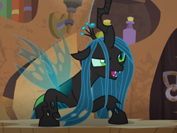 Size: 2048x1536 | Tagged: safe, screencap, character:queen chrysalis, species:changeling, episode:the ending of the end, g4, my little pony: friendship is magic, leak, animation error, changeling queen, female