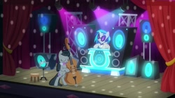 Size: 1920x1080 | Tagged: safe, screencap, character:dj pon-3, character:octavia melody, character:vinyl scratch, species:pony, episode:a horse shoe-in, g4, my little pony: friendship is magic, bow (instrument), bow tie, cello, cello bow, musical instrument