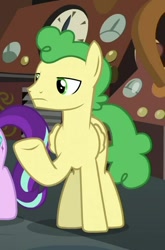 Size: 402x610 | Tagged: safe, screencap, character:huckleberry, character:starlight glimmer, species:pegasus, species:pony, episode:a horse shoe-in, g4, my little pony: friendship is magic, cropped, friendship student, hooves, male, offscreen character