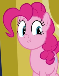 Size: 564x720 | Tagged: safe, screencap, character:pinkie pie, species:earth pony, species:pony, episode:father knows beast, g4, my little pony: friendship is magic, :t, cropped, cute, diapinkes, female, mare, solo