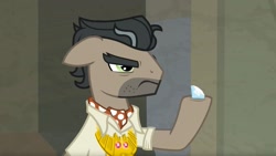 Size: 1677x944 | Tagged: safe, screencap, character:doctor caballeron, species:earth pony, species:pony, episode:daring doubt, g4, my little pony: friendship is magic, annoyed, diamond, floppy ears, male, solo, stallion