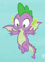 Size: 348x474 | Tagged: safe, screencap, character:spike, species:dragon, episode:molt down, g4, my little pony: friendship is magic, claws, cropped, cute, flying, male, sky, smiling, solo, spikabetes, spread toes, winged spike, wings