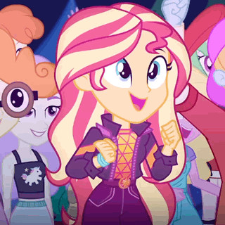 Size: 320x320 | Tagged: safe, screencap, character:drama letter, character:scribble dee, character:sunset shimmer, character:velvet sky, character:wallflower blush, character:watermelody, equestria girls:sunset's backstage pass, g4, my little pony:equestria girls, animated, cropped, cute, dancing, female, fry lilac, geode of empathy, gif, golden hazel, happy, magical geodes, male, sandy cerise, shimmerbetes, snow flower, velvet sky