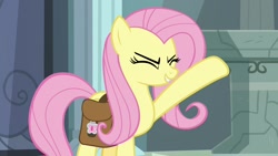 Size: 1920x1080 | Tagged: safe, screencap, character:fluttershy, species:pony, episode:daring doubt, g4, my little pony: friendship is magic, rainbow dash's house, saddle bag, solo