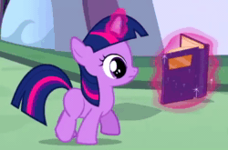 Size: 500x330 | Tagged: safe, screencap, character:twilight sparkle, character:twilight sparkle (unicorn), species:pony, species:unicorn, episode:a canterlot wedding, g4, my little pony: friendship is magic, animated, blank flank, book, cropped, cute, female, filly, filly twilight sparkle, levitation, loop, magic, no sound, reading, solo, telekinesis, twiabetes, walk cycle, walking, webm, younger