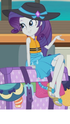 Size: 480x854 | Tagged: safe, screencap, character:rarity, episode:the salty sails, g4, my little pony:equestria girls, clothing, cropped, crossed legs, feet, flip-flops, legs, lifejacket, nail polish, sandals, sarong, sexy, solo, swimsuit, toenail polish, toenails