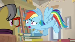 Size: 1920x1080 | Tagged: safe, screencap, character:a.k. yearling, character:rainbow dash, species:pony, episode:daring doubt, g4, my little pony: friendship is magic, book, bookshelf, ladder