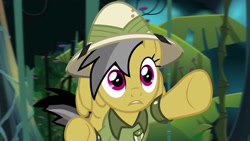 Size: 1920x1080 | Tagged: safe, screencap, character:daring do, species:pony, episode:daring doubt, g4, my little pony: friendship is magic, clothing, flying, hat, pith helmet, solo