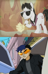 Size: 540x830 | Tagged: safe, screencap, character:withers, species:pony, episode:daring doubt, g4, my little pony: friendship is magic, chow, duster, henchmen, jackie chan adventures, necktie, sunglasses