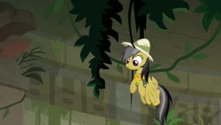 Size: 1920x1080 | Tagged: safe, screencap, character:daring do, species:pony, episode:daring doubt, g4, my little pony: friendship is magic, clothing, flying, hat, pith helmet, pont, solo