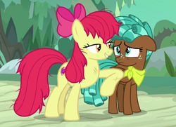 Size: 1080x780 | Tagged: safe, screencap, character:apple bloom, character:spur, species:earth pony, species:pegasus, species:pony, episode:growing up is hard to do, g4, my little pony: friendship is magic, cropped, female, i need an adult, lidded eyes, messy mane, out of context