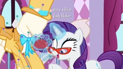 Size: 1920x1080 | Tagged: safe, screencap, character:rarity, species:pony, episode:growing up is hard to do, g4, my little pony: friendship is magic, clothing, hat, magic, mannequin, needle, pincushion, solo, suit, top hat