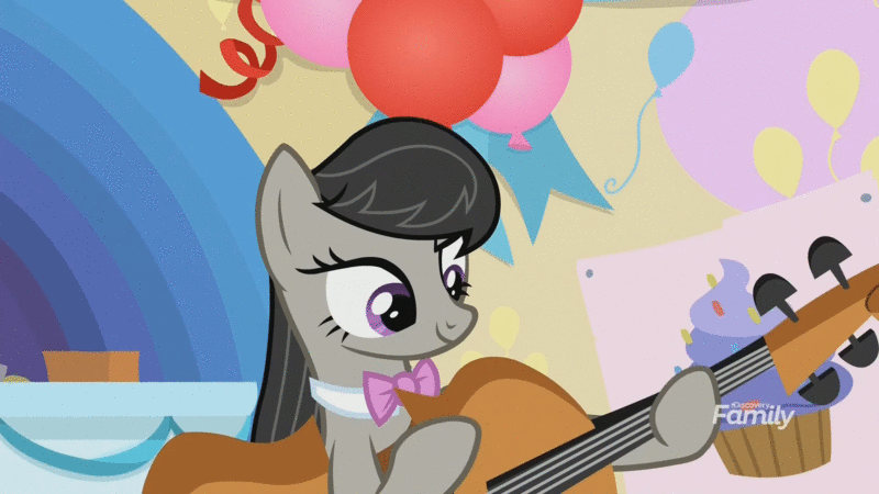 Size: 800x450 | Tagged: safe, screencap, character:octavia melody, species:earth pony, species:pony, episode:a horse shoe-in, g4, my little pony: friendship is magic, animated, cello, dexterous hooves, discovery family logo, gif, musical instrument, playing, solo