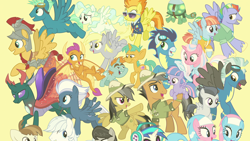 Size: 1920x1080 | Tagged: safe, screencap, character:aloe, character:bow hothoof, character:clear sky, character:daring do, character:derpy hooves, character:dj pon-3, character:double diamond, character:featherweight, character:flash magnus, character:lotus blossom, character:night glider, character:octavia melody, character:pharynx, character:prince pharynx, character:quibble pants, character:rumble, character:sky stinger, character:smolder, character:snails, character:snips, character:soarin', character:spitfire, character:tank, character:thunderlane, character:vapor trail, character:vinyl scratch, character:wind sprint, character:windy whistles, species:changeling, species:dragon, species:earth pony, species:pegasus, species:pony, species:reformed changeling, species:unicorn, episode:the last problem, g4, my little pony: friendship is magic, dragoness, female, male, mare, stallion, tortoise