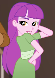 Size: 395x555 | Tagged: safe, screencap, episode:how to backstage, g4, my little pony:equestria girls, arm behind head, cropped, dirk thistleweed, female, hand on hip, looking at you, male, offscreen character, violet wisteria