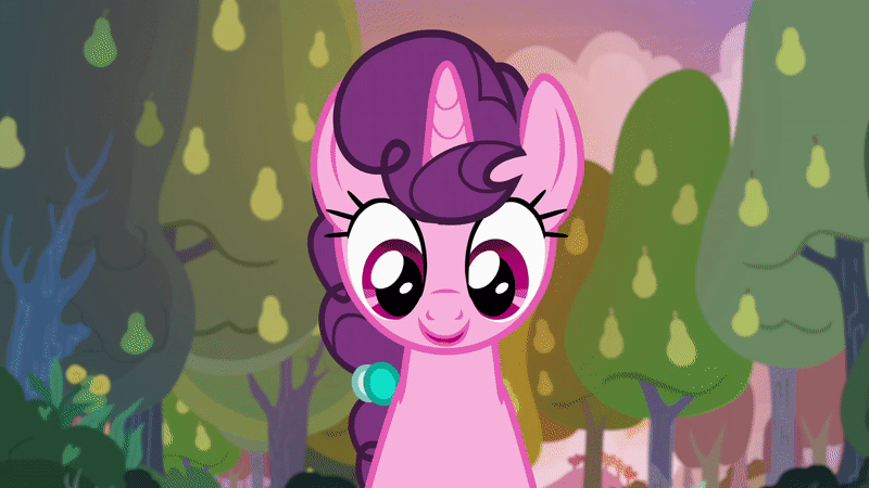 Size: 800x450 | Tagged: safe, screencap, character:big mcintosh, character:sugar belle, species:earth pony, species:pony, species:unicorn, ship:sugarmac, episode:the big mac question, g4, my little pony: friendship is magic, animated, blushing, cute, dawwww, eyes closed, female, gif, happy, jewelry, looking at someone, looking at something, male, necklace, overjoyed, pear tree, ring, shipping, straight, sugarbetes, tree, wedding ring