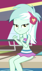 Size: 640x1088 | Tagged: safe, screencap, character:lyra heartstrings, episode:i'm on a yacht, g4, my little pony:equestria girls, bikini, clothing, cropped, cute, lyrabetes, midriff, solo, swimsuit
