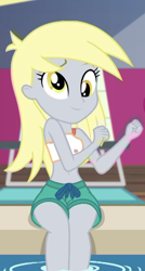 Size: 568x1056 | Tagged: safe, screencap, character:derpy hooves, episode:i'm on a yacht, g4, my little pony:equestria girls, belly button, clothing, cropped, cute, derpabetes, solo, swimsuit