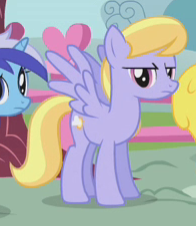 Size: 196x226 | Tagged: safe, screencap, character:cloud kicker, character:minuette, species:pegasus, species:pony, episode:griffon the brush-off, background pony, cropped, female, mare, solo focus, unamused