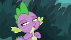 Size: 1600x900 | Tagged: safe, screencap, character:spike, species:dragon, episode:the big mac question, g4, my little pony: friendship is magic, clenched fist, solo, squint, winged spike